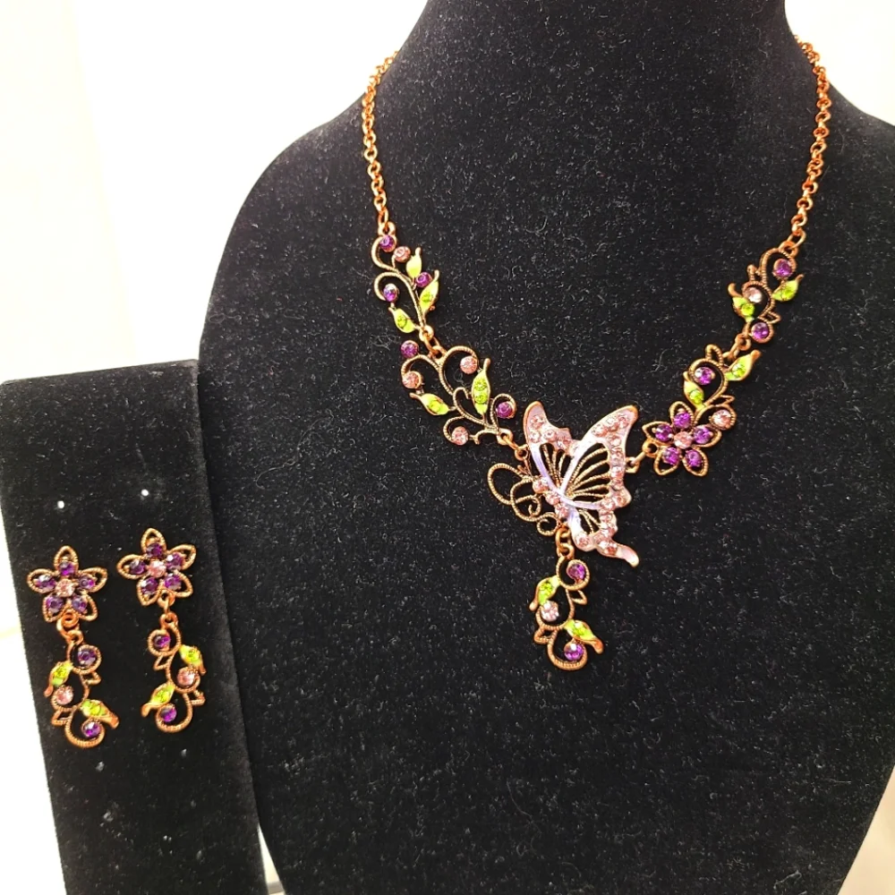 Whimsical Butterfly Necklace and Earring set